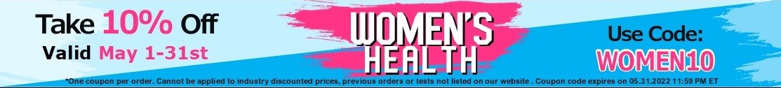 May Promotion Womens Health Test Category 10% Off Promo Code WOMEN10